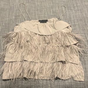 Super hot silk feather crop top